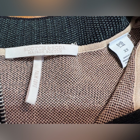 Scotch & Soda Black and Tan Leaf Zip-Up Sweater style 150268 - Picture 3 of 3